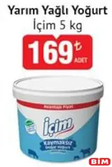 İÇİM YARIM YAĞLI YOĞURT 5 KG